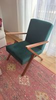 Armchair dark green velvet wood frame like new