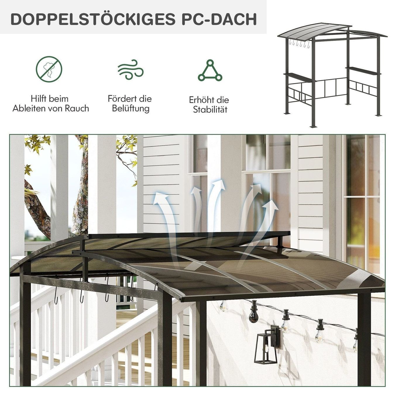 Casette da giardino & serre: Costway Grillpavillon 248x150x232cm – Nuovo e nell'imballaggio originale da Bottighofen venduto da zaap 2
