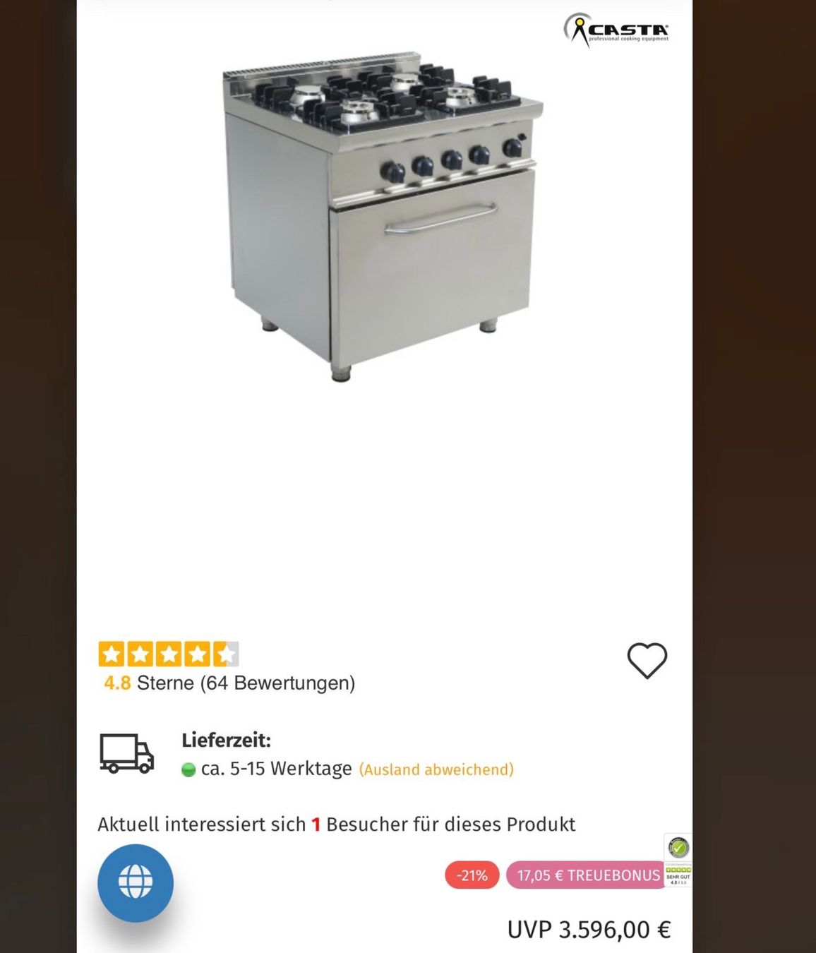 Cucine: Gasherd – Nuovo (secondo la descrizione) da Burgdorf venduto da 261996 4