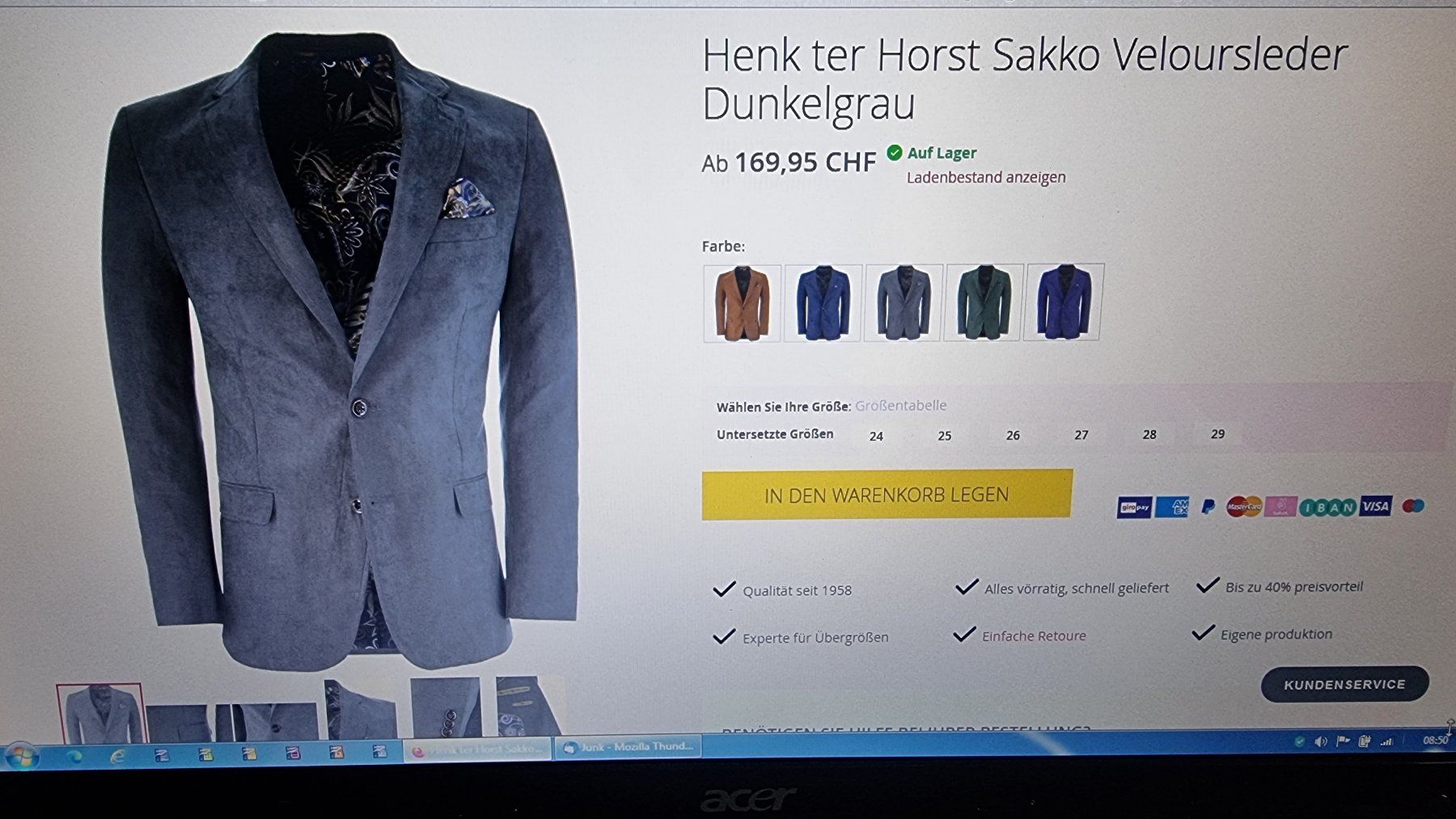 Sakko Anzüge: Sakko-Veloursleder (Neu)) – Neu (gemäss Beschreibung) aus Beinwil am See von BUBSI-CARS64