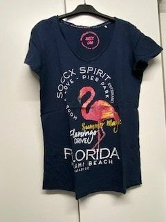 SOCCX T-Shirt dunkelblau mit Flamingo 40/L