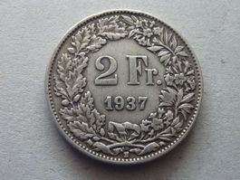 2 Fr.  1937  rar nur 0,25 Mio.  -  Ungereinigt  -