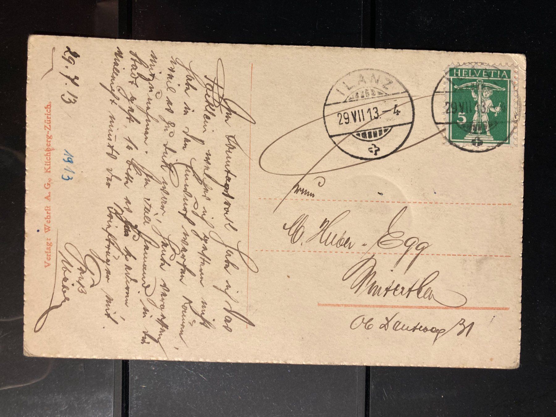 Cartoline postali: Schweiz 1913 AK Ilanz – Usato da Liestal venduto da schnueps 1