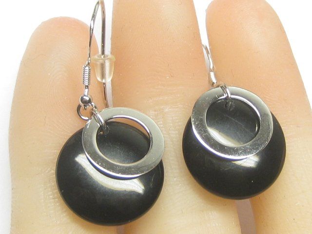 Orecchini pendenti & Orecchini a lobo: Ohrringe Ohrhänger Silber 925 / Onyx-Imitat – Usato da Ermatingen venduto da Decovin 4