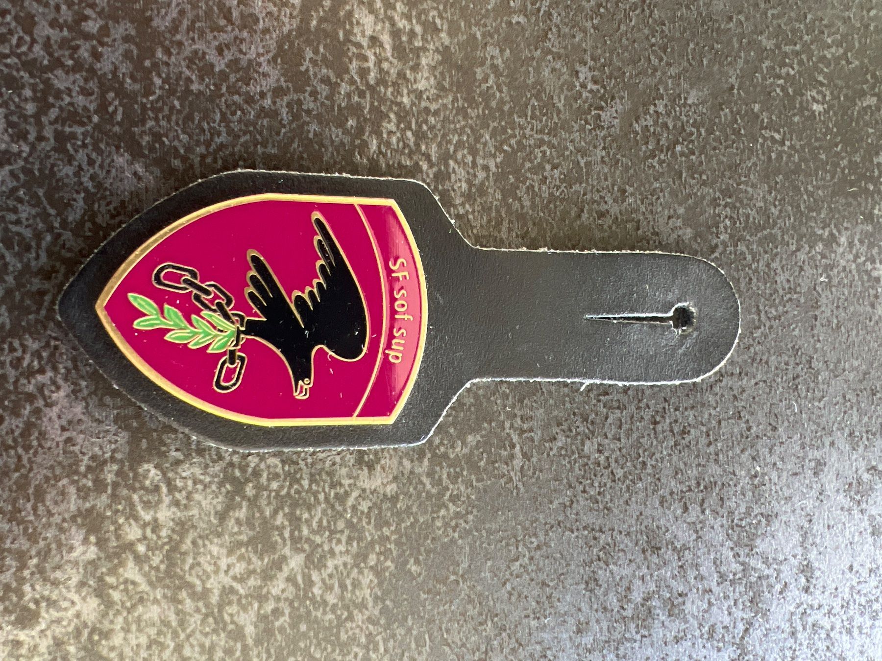 Schweizer Armee Plaketten & Abzeichen: Abzeichen SF-sof sup Adler Kette Lorbeer Lederanhänger – Gebraucht aus Thun von IBT1