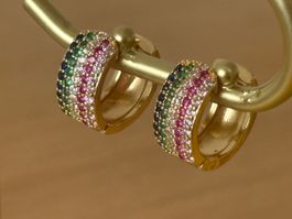 Luxus Elegante Creolen Ohrstecker Farbe :Gold/Grün Blau Rot