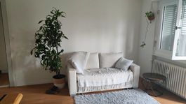 Sofa Bed Beige Fabric 2-seater
