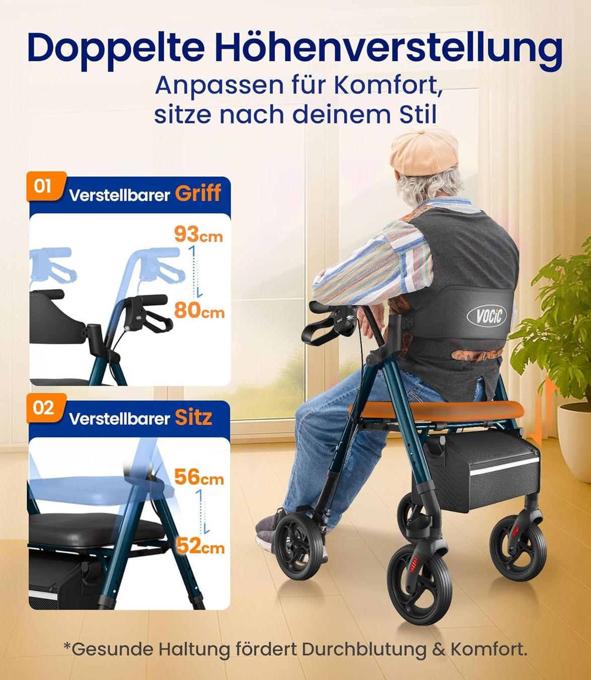 Gehhilfen: Gehhilfe Rollator mit Sitz klappbar Senioren NEU – Neu und originalverpackt aus Wittenbach von VELARO 4