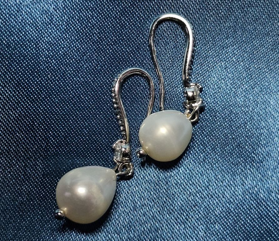 Orecchini pendenti & Orecchini a lobo: Versilberte 925 Ohringe mit echten Perlen c.a.10 mm – Nuovo (secondo la descrizione) da Grenchen venduto da maretop 3
