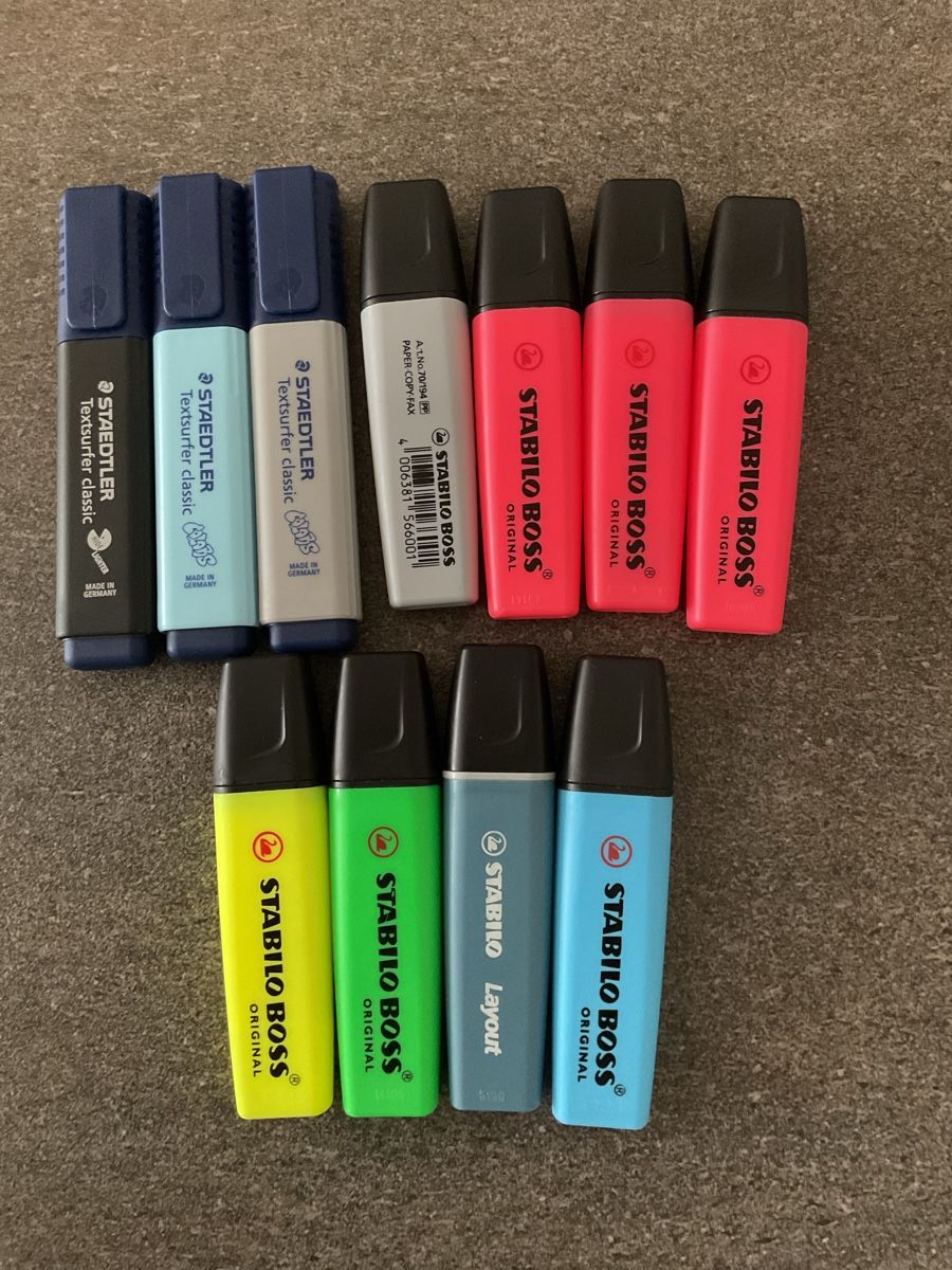 Penna & Evidenziatori: Textmarker Set: 8 Stk. Stabilo Boss + 3 Stk. Staedtler – Usato da Jegenstorf venduto da BAVARIA4CH