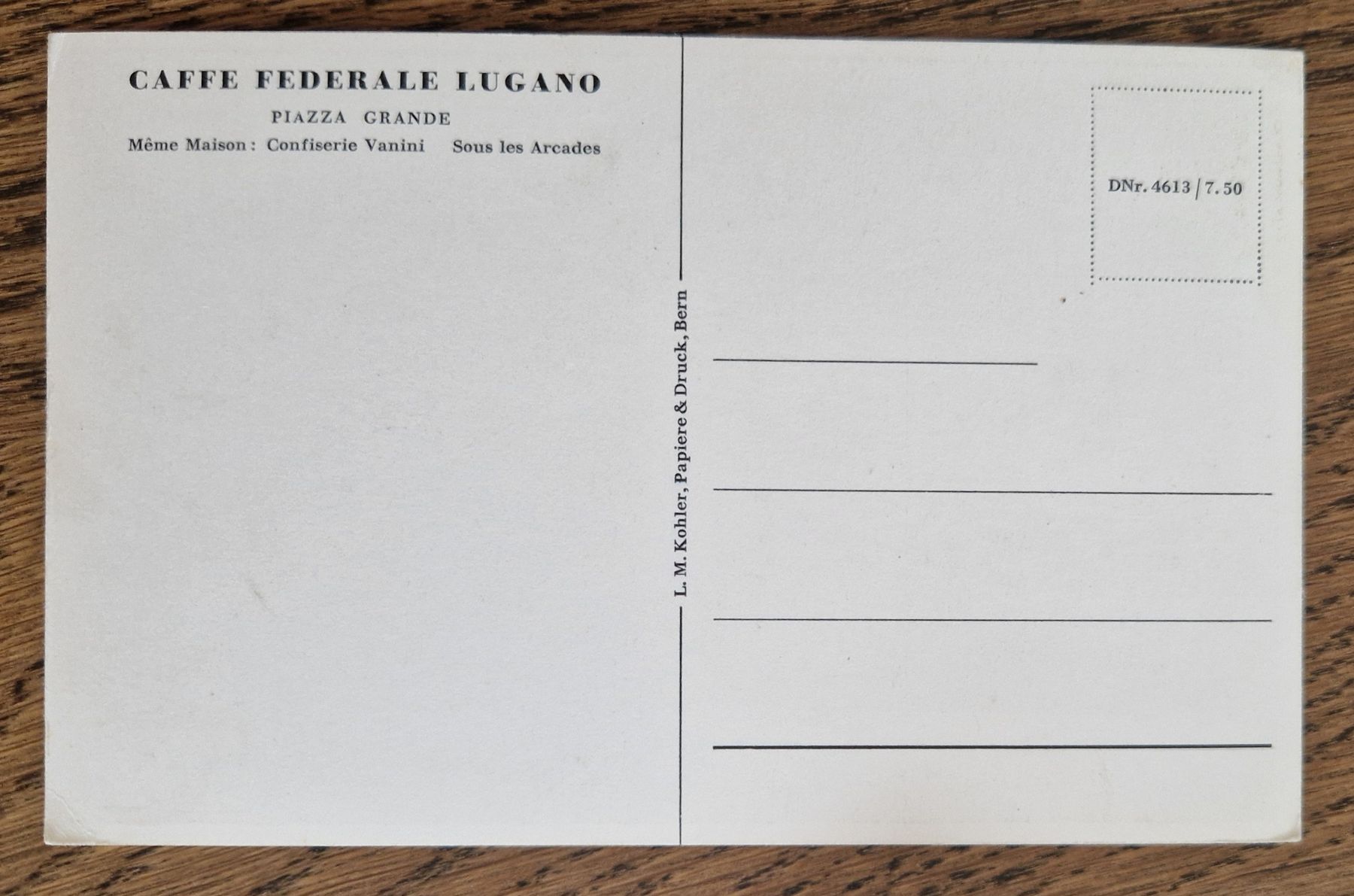 Ansichtskarten: Caffe Federal Lugano. Piazza Grande – Gebraucht aus Ebikon von Donar50 1