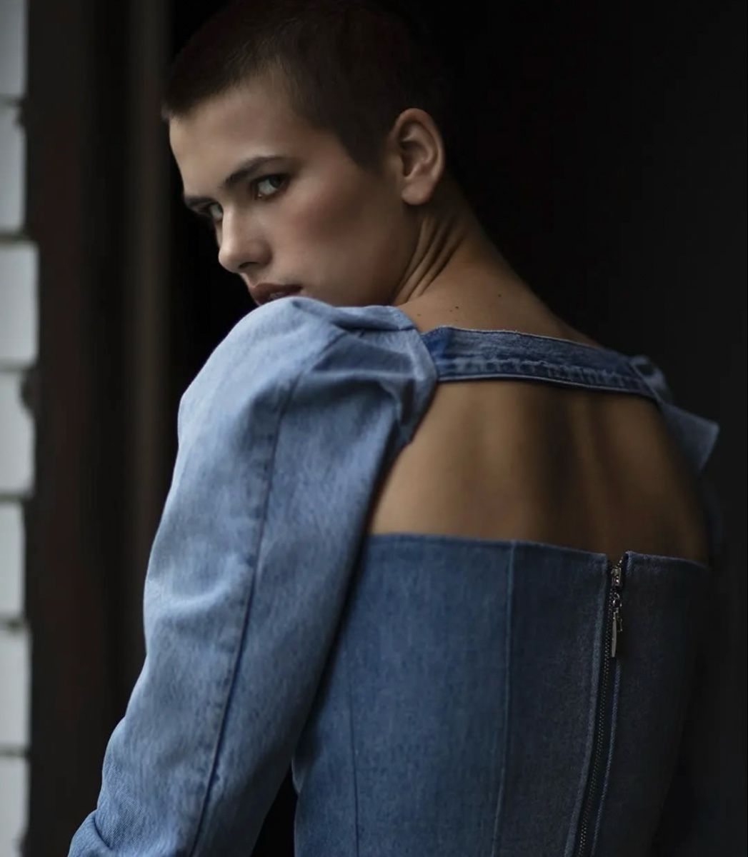 Tops: Denim Top With Statement Sleeves – Neu (gemäss Beschreibung) aus Goldau von Kseniya123 3