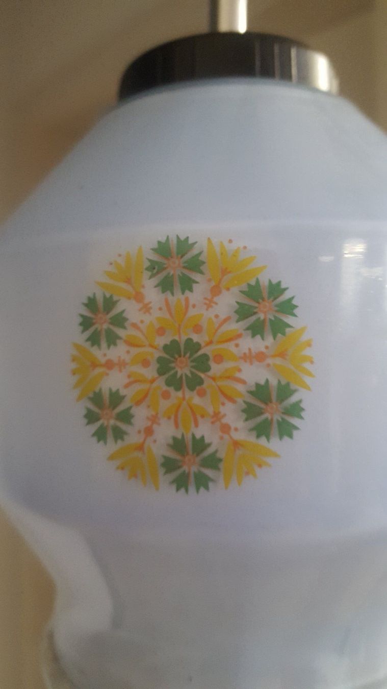 Lampadari & plafoniere: Vintage Decken-Hänge-Lampe .  Pressglas hellblau ,gemustert – Usato da Arlesheim venduto da shopradl 4