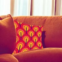 Housse de coussin en polyester à motif retro design vintage