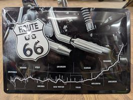 Route 66 Blechschild Schild Deko USA Chopper Motorrad Old...