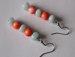 NEU Aquamarin Korallen Ohrringe Aquamarinschmuck keine Kette