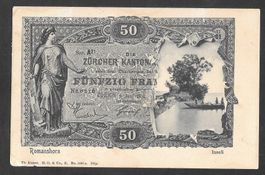 Romanshorn Inseli mit 50 Franken Banknote und Helvetia