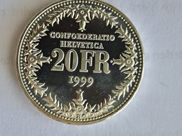 20 Fr. Gedenkmünze 1999 150 Jahre Post