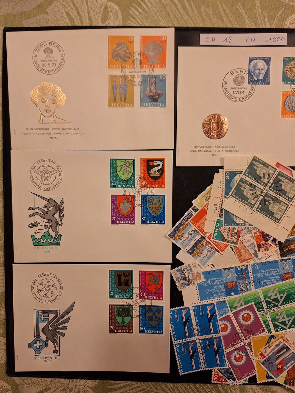 Tutti i francobolli: CH- ca. 1000 und 4 Briefe dazu (CH12) – Usato da Genolier venduto da Antoine30 1
