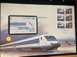 Schweden 1988 MH-Ersttagsbrief Eisenbahn Europa CEPT