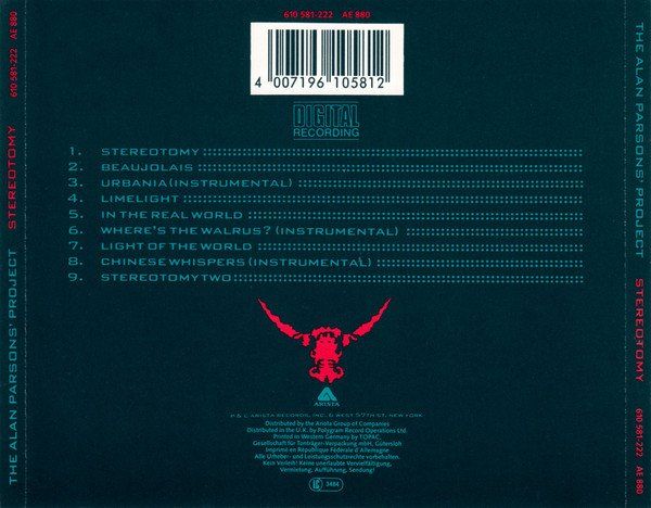 CD: CD Alan Parsons Project - Stereotomy (1984) – Usato da Möriken AG venduto da mineralia 1