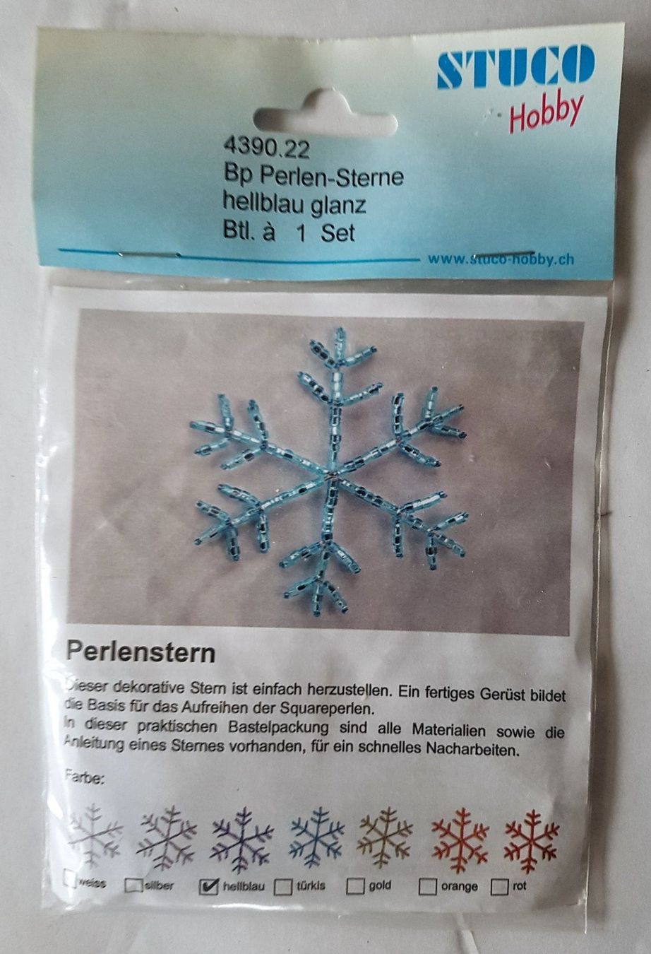 Kit bricolage: Bastelpackung Perlensterne hellblau oder weiss – Nuovo e nell'imballaggio originale da Dürrenäsch venduto da Bastelnde 1
