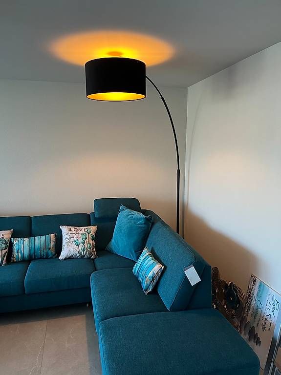 Lampade: Bogenleuchte mit schwarzem Samtschirm – Nuovo (secondo la descrizione) da Müllheim Dorf venduto da PeriFel
