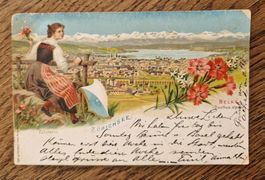 Zürich, Jugenstil Kunstkarte, 1907, C. Kohler, Seewen SO