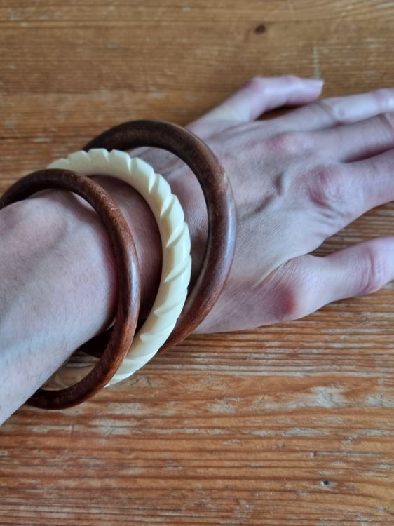 Bracelet Ancien Bakélite Et Corne, Incrustations, Angleterre Vers 1850