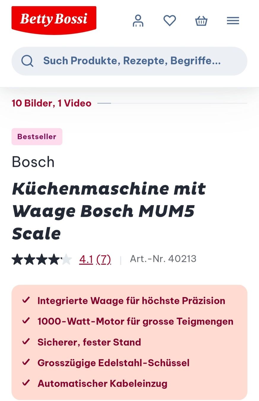 Bosch Elettrodomestici da cucina: Bosch 2 in 1 Küchenmaschine, 1000 W – Usato da Burgdorf venduto da Hodel1 2