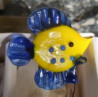 Deko Glasfische, 4 Stk, Handarbeit, Vintage,