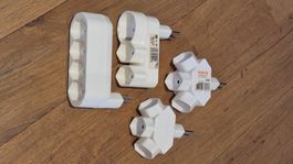 4 x Mehrfachstecker, weiss, 3x3-er, 1x4-er