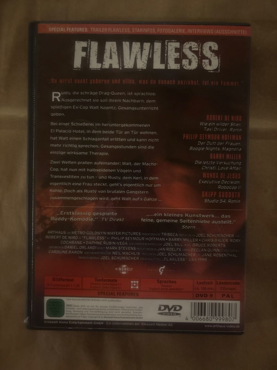 Tutti i DVDs: DVD Flawless - Robert De Niro (2106) – Usato da Ruswil venduto da Slivio_ 1