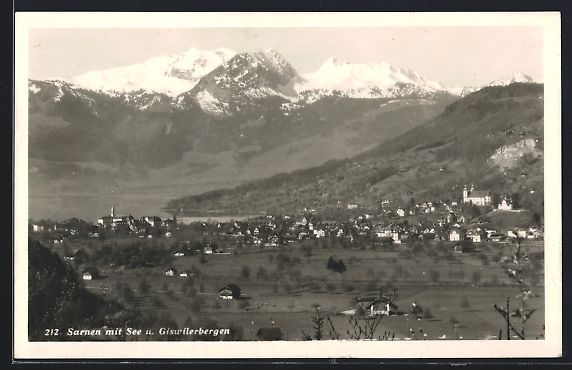 Cartoline postali: Sarnen, Ortsansicht mit See und Giswiler – Usato da Berlin venduto da bartko-reher