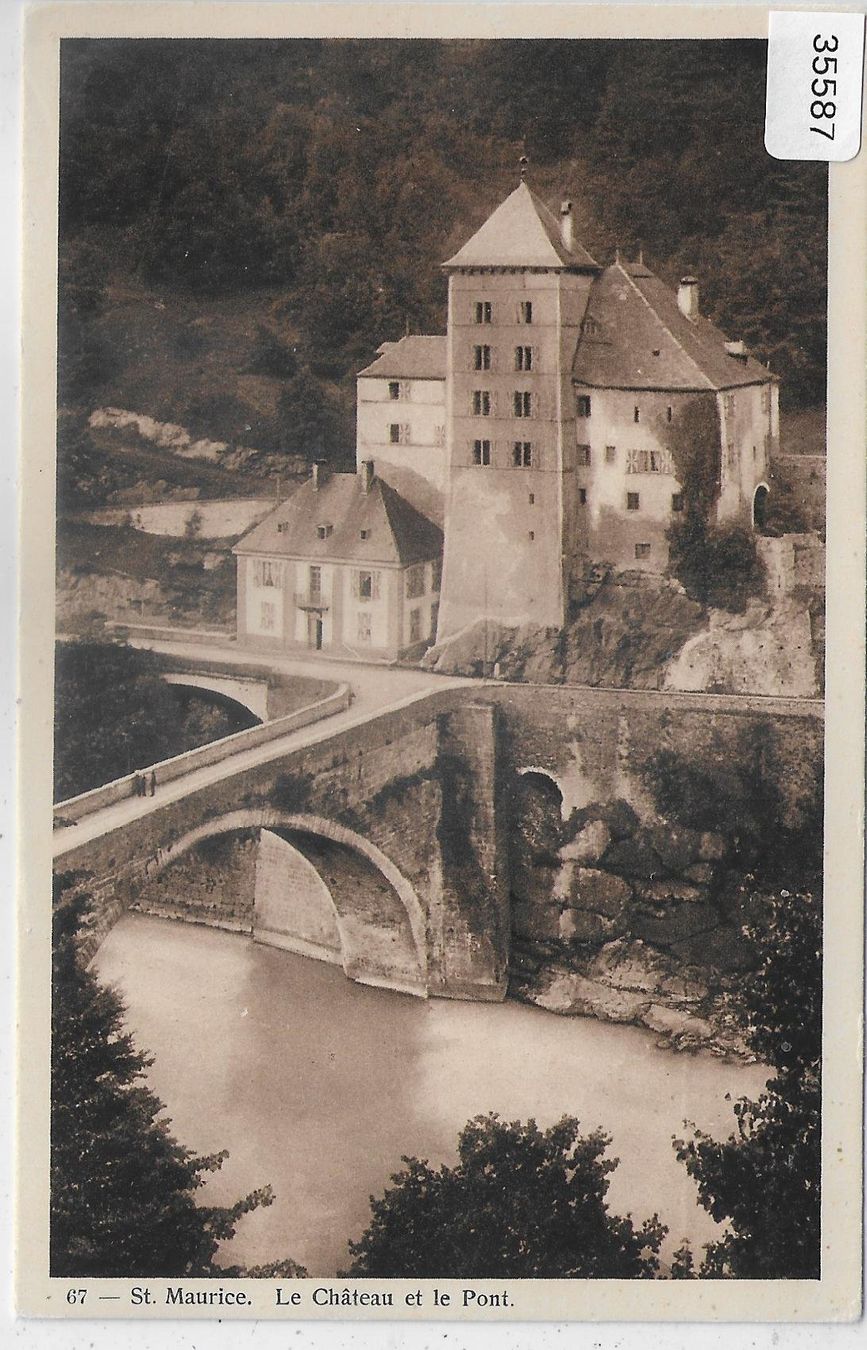 Cartoline postali: St. Maurice - Le Chateau et le Pont – Usato da Ettingen venduto da Kartenplanet