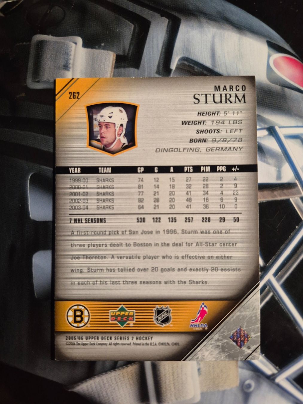 NHL Carte collezionabili: NHL Marco Sturm Boston Bruins – Usato da Treiten venduto da Sauber73 1