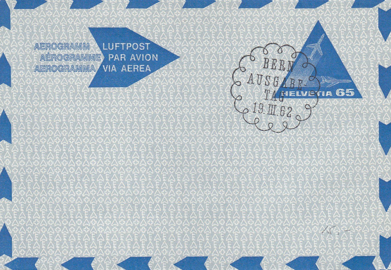 Alle Briefmarken: Aerogram Luftpost FDC 19.3.1962 – Gebraucht aus Spreitenbach von Mustang_1105