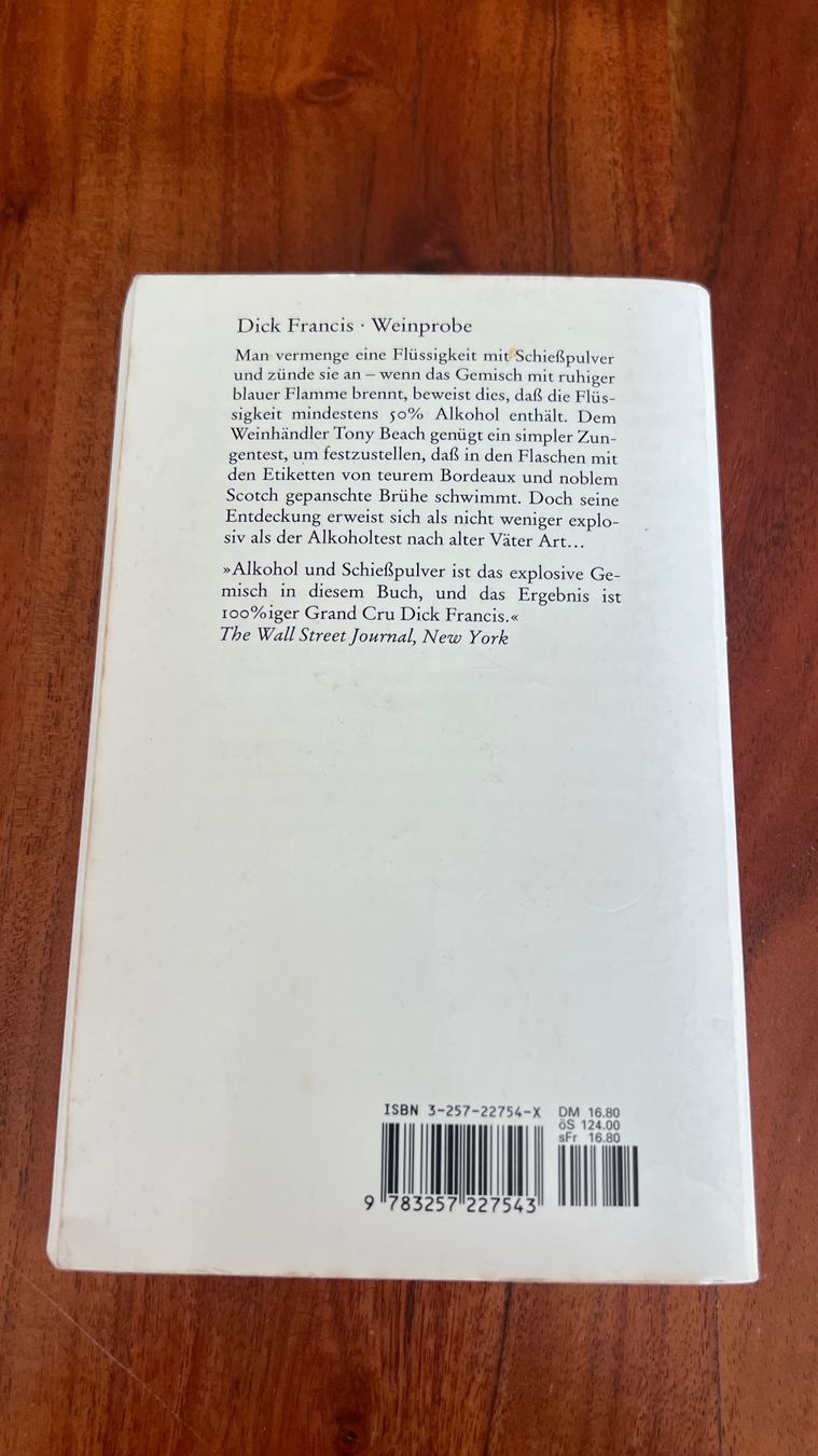 Bücher: Dick Francis: Weinprobe - 1964 – Gebraucht aus Schübelbach von Dolly990_2 1