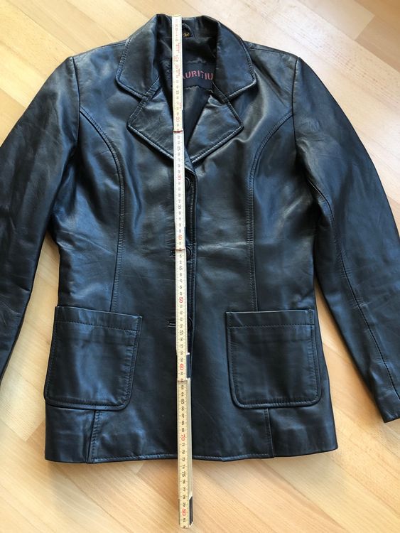 Klassische schwarze Lederjacke M/L 5