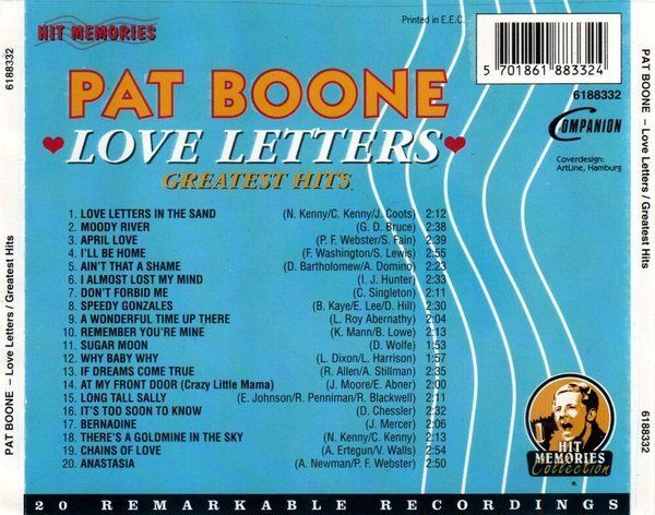 CD: CD Pat Boone - Love letters/Hits – Usato da Möriken AG venduto da mineralia 1