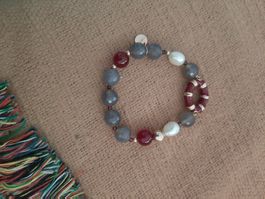 Bracelet argent avec agate grise