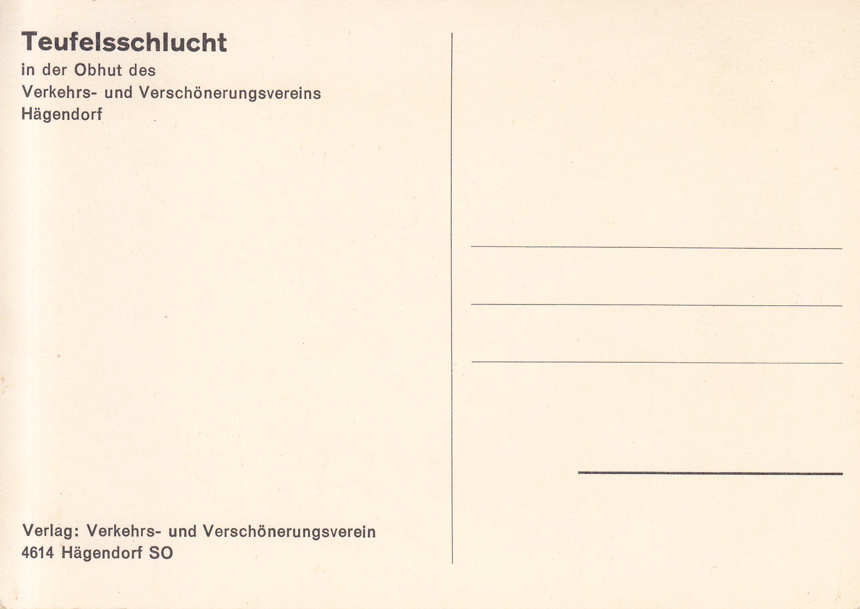 Cartoline postali: Hägendorf Teufelsschlucht ca. 1960 – Usato da Bürglen TG venduto da StampGraf 1