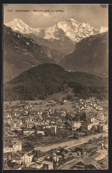 Ansichtskarten: Interlaken, Teilansicht mit Mönch und J – Gebraucht aus Berlin von bartko-reher