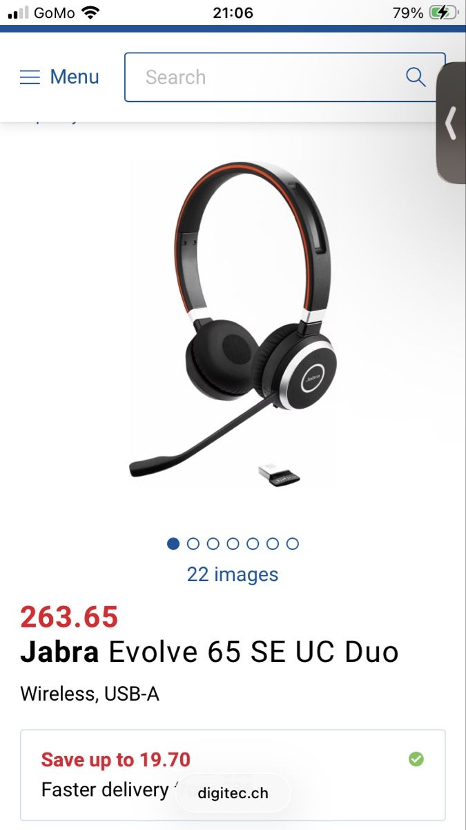 Jabra Casques audio: Jabra Evolve Headset Kopfhörer Telefonie Videocalls – D'occasion à Arlesheim par vampicki 2