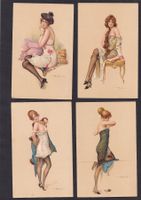 Erotik / Akt Frauen Serie 7 Künstlerkarten A. Penot