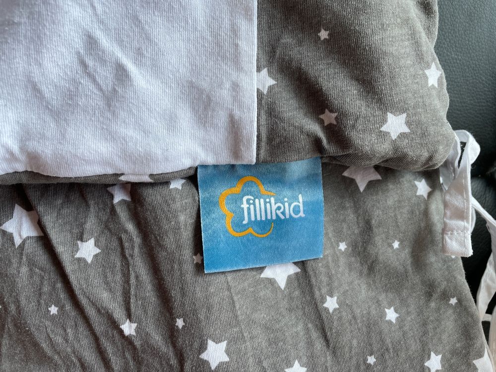 Roggenkissen Mit Bio-Roggen Füllung - 50x17cm, 4-Kammern, Grau Mit Sternen