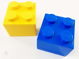 2x LEGO Aufbewahrungsbox Baustein gelb blau Mini Box Storage
