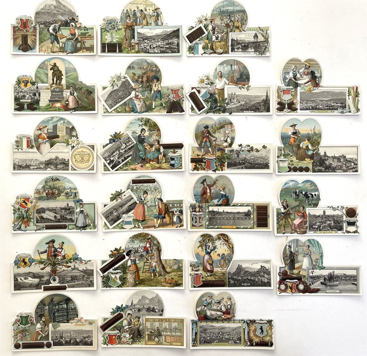 Arts picturaux & lithographies: Suchard - Komplette Serie 22 Chromobilder Kantone / Cantons – D'occasion à Savagnier par Ne2065