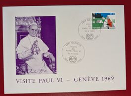 KARTE GENF BESUCH PAPST VISITE PAPE PAUL VI GENEVE 1969