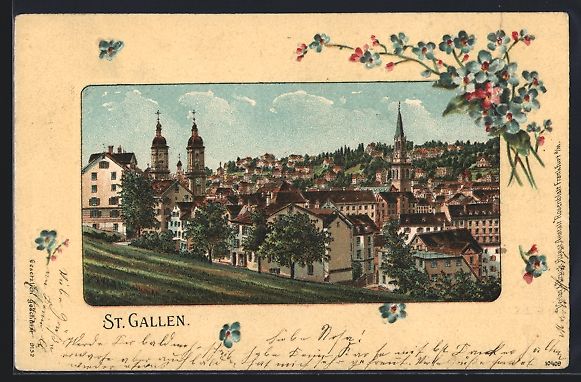 Cartoline postali: Passepartout-Lithographie St. Gallen, Te – Usato da Berlin venduto da bartko-reher